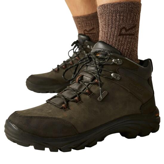 Grote buitenshuis Heren Burrell Leren Wandelschoenen (Veen)