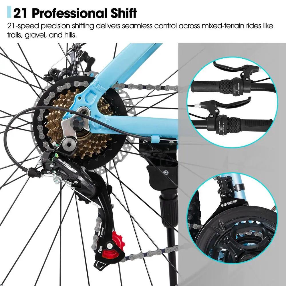 Donna Uomo MTB 26/27,5 Pollici 21 Velocità Alluminio Freni a Disco Hardtail 4/6