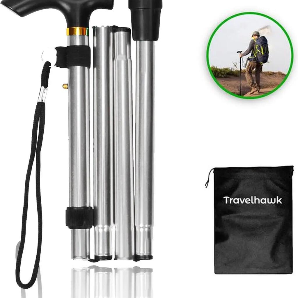 Folding Walking Stick – Adjustable – Luxury Walking Stick – Black