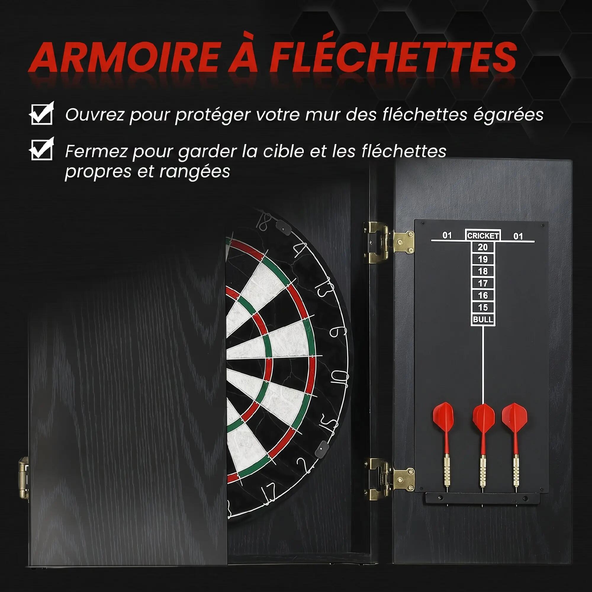 Cible de fléchettes armoire effet bois noir 4/5
