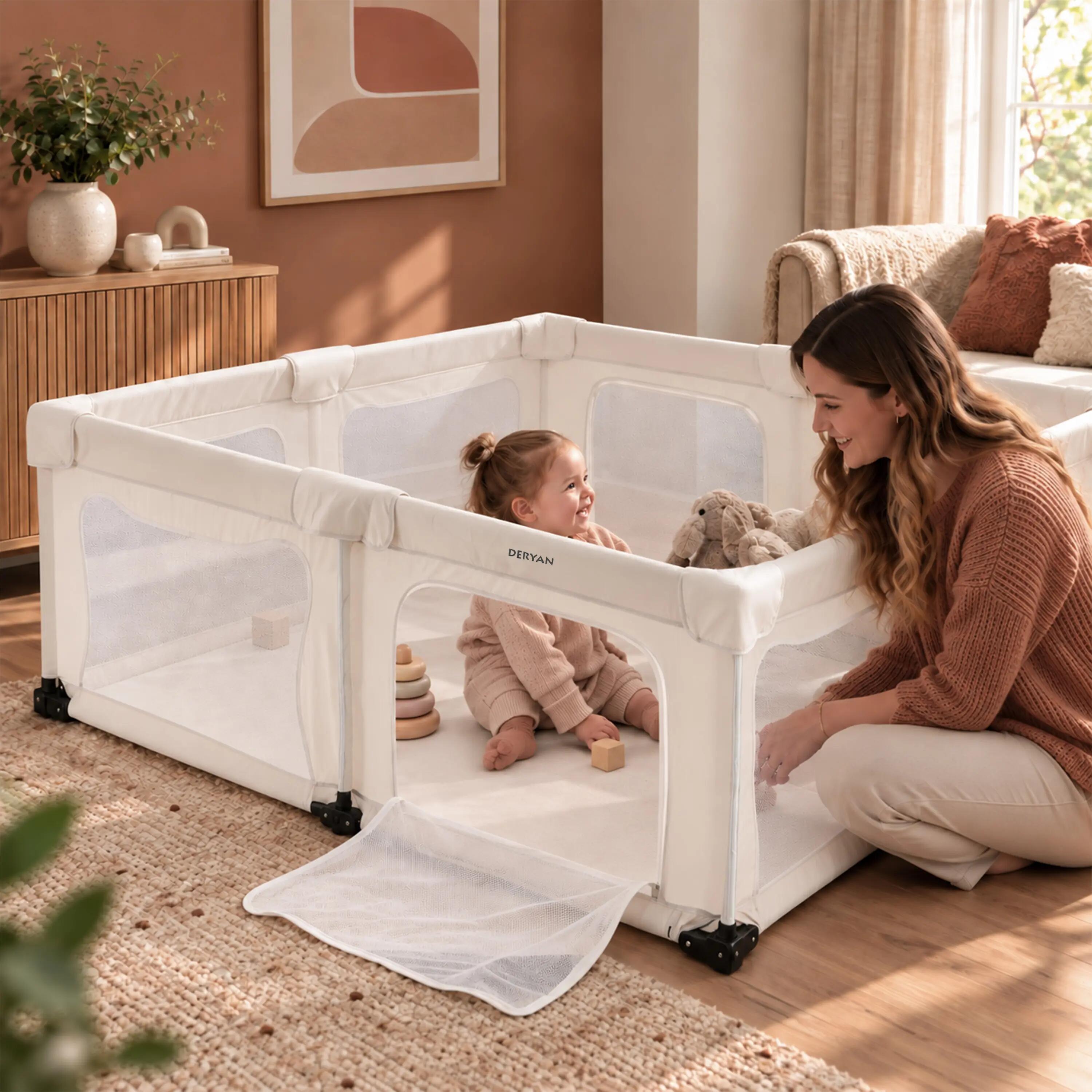 Opvouwbare Kinderbox XL - Campingbedje voor Baby - Cream 2/7