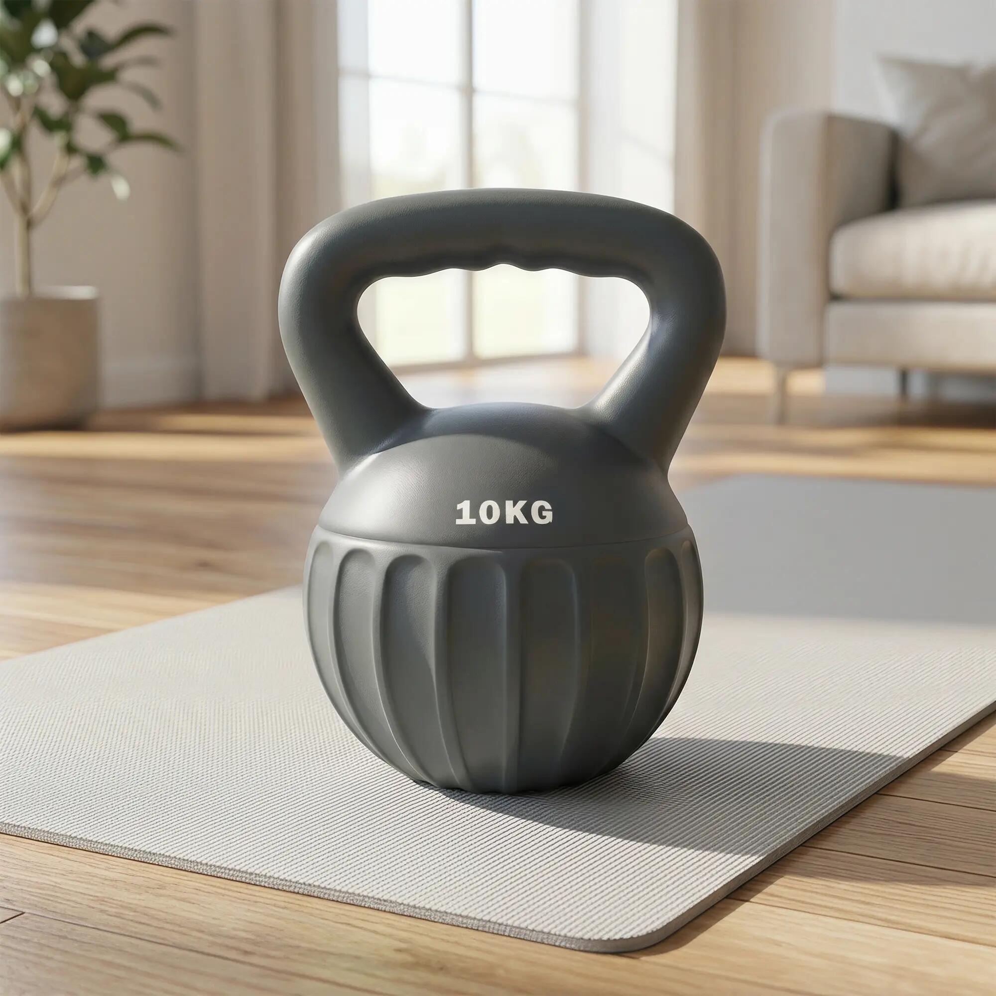 Kettlebell 10 Kg - prise ergonomique - PP gris 2/5