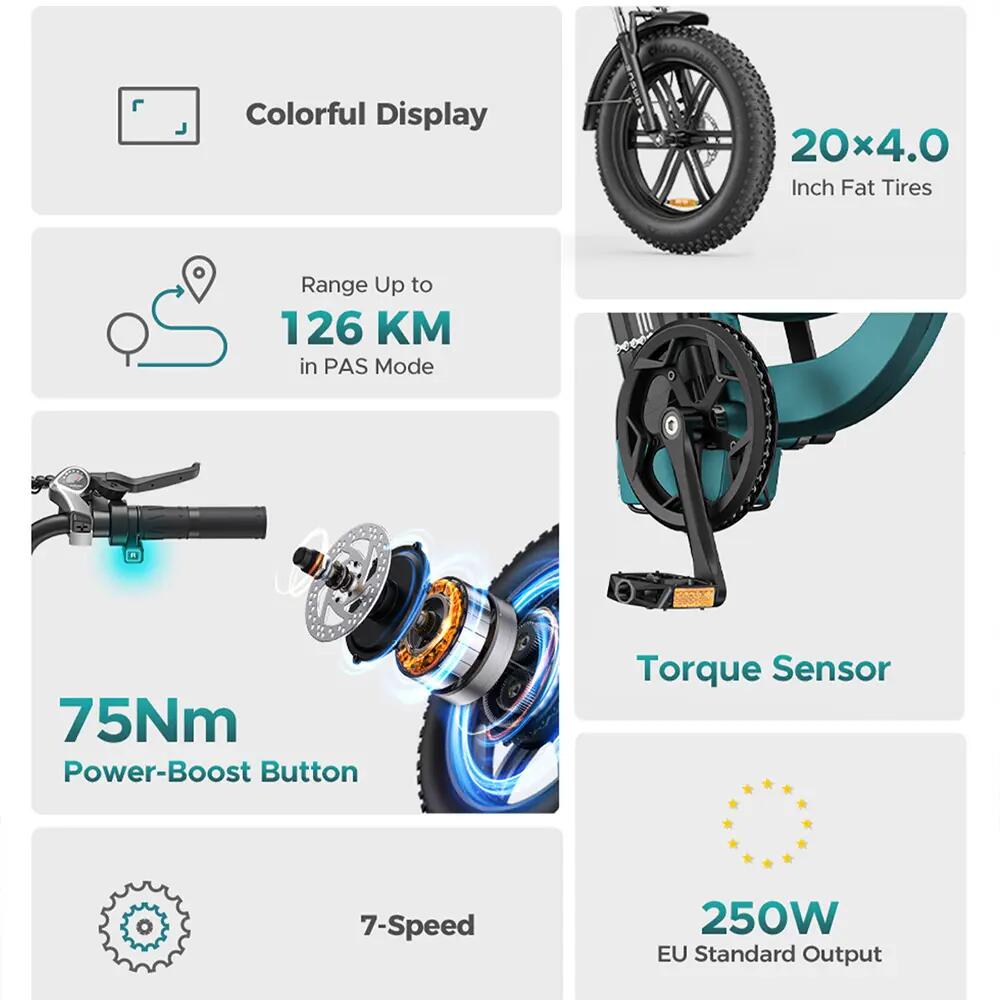 Bicicleta eléctrica ENGWE L20 BOOST de 20", 250 W, 48 V, 13 Ah, 7 velocidades. 12/15