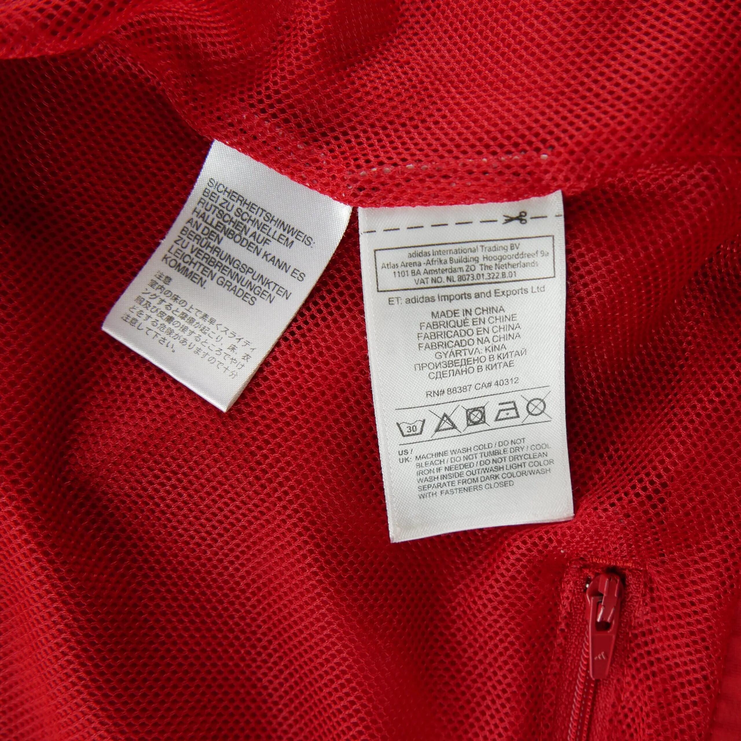Seconde vie - Coupe-vent Homme Veste 3 bandes Rouge - Bon état 9/11