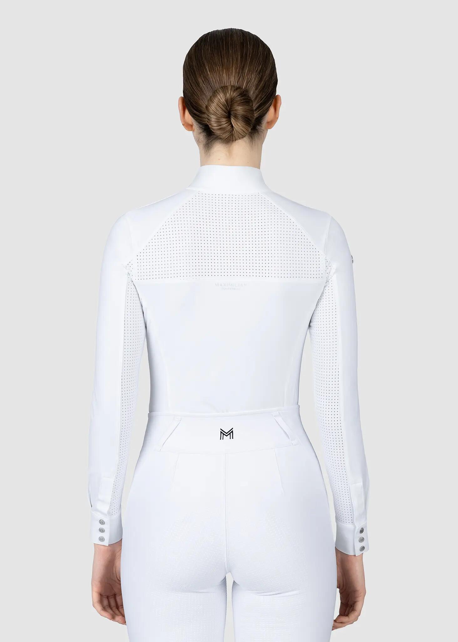 Camisa de Concurso Manga Larga Mujer Equitación Maximilian Aveen Blanco 3/7