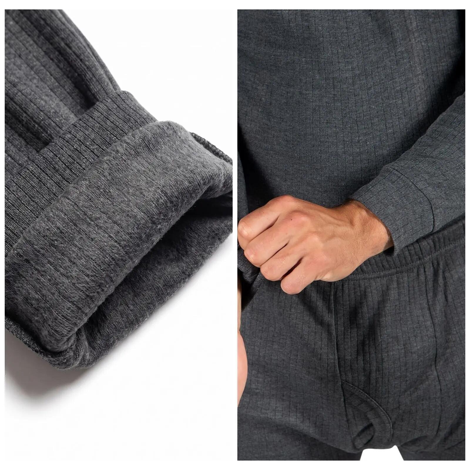 Herren Skiunterwäsche Set Unterhemd und lange Unterhose Innenfleece Rippstrick 4/5