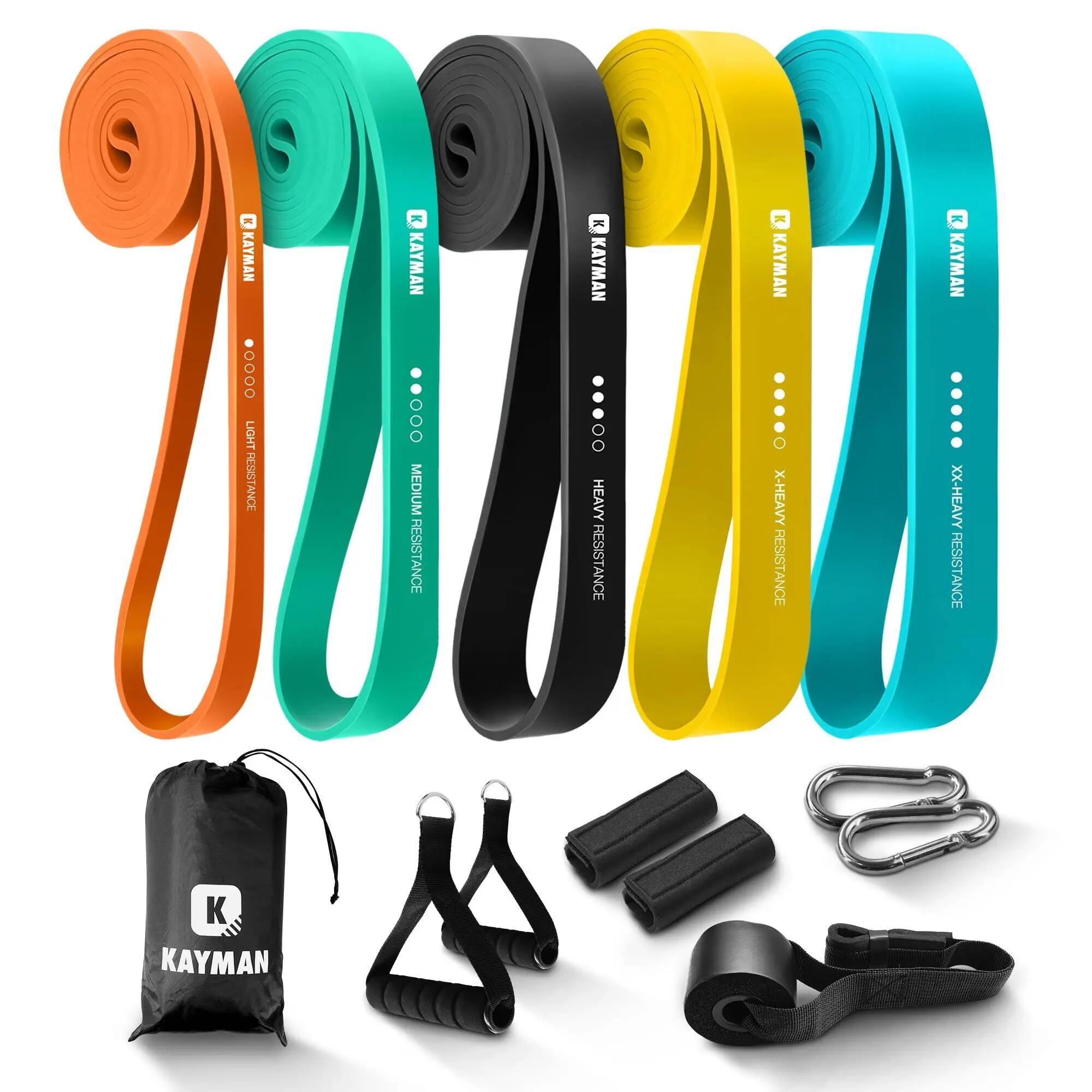 Cross training resistance bands set of 5 long latex 5-125 lb Multi ...
