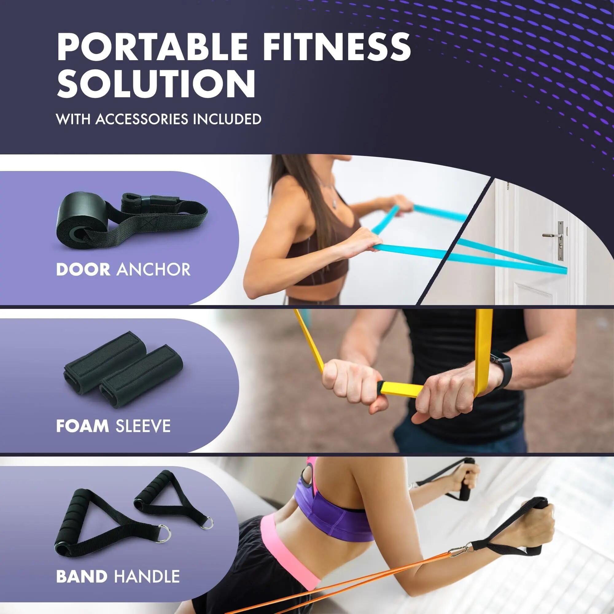 Cross training resistance bands set of 5 long latex 5-125 lb Multi ...