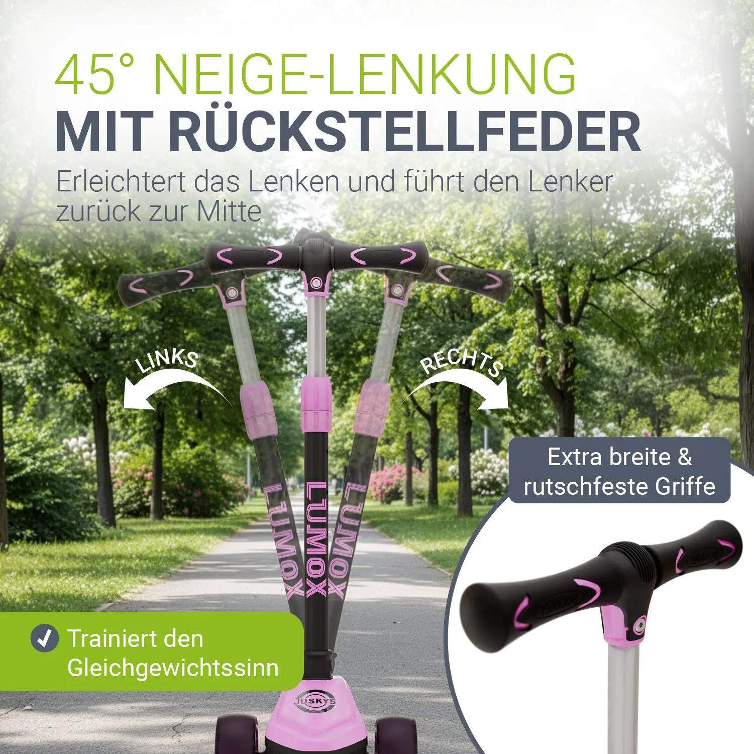 JUSKYS Kinderroller Lumox Rosa LED-Rollen & höhenverstellbar 4/7
