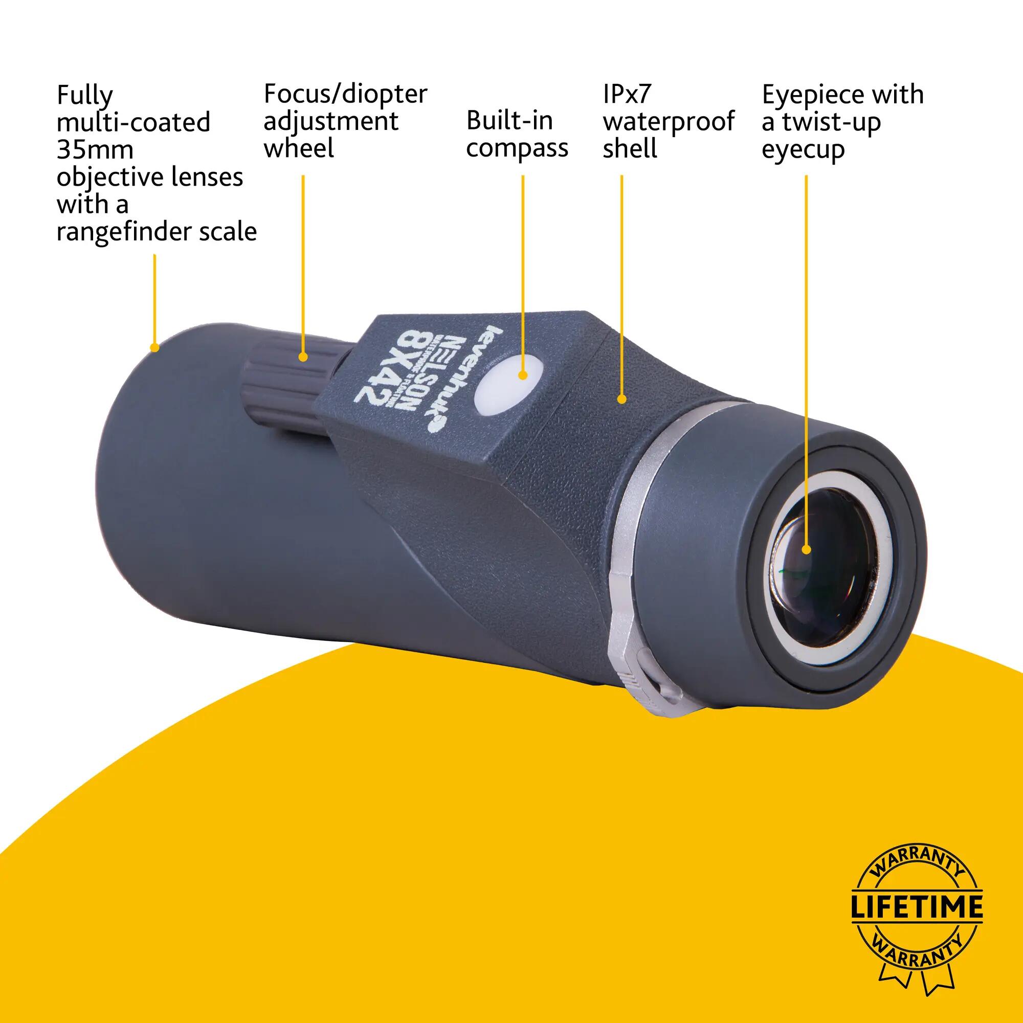 Monocular marino - Náutica - Monocular con retícula y brújula - 8x42 - negro 10/10