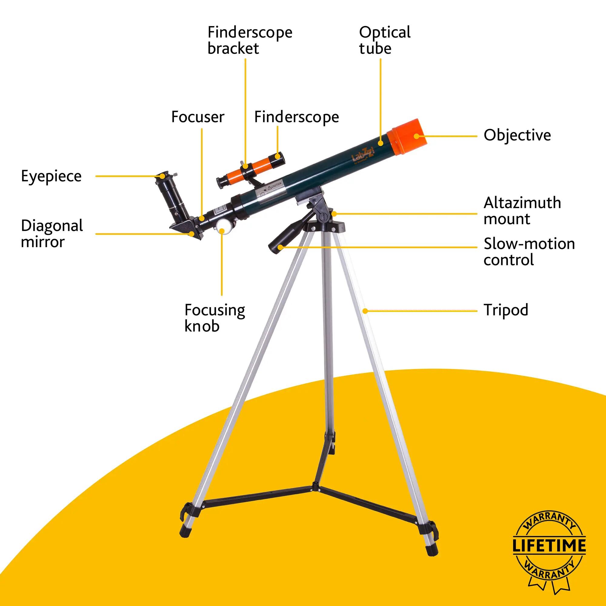 Telescoop - Astronomie - Refractor 40 mm 500 mm - Levenhuk LabZZ T1 - Zwart 14/14