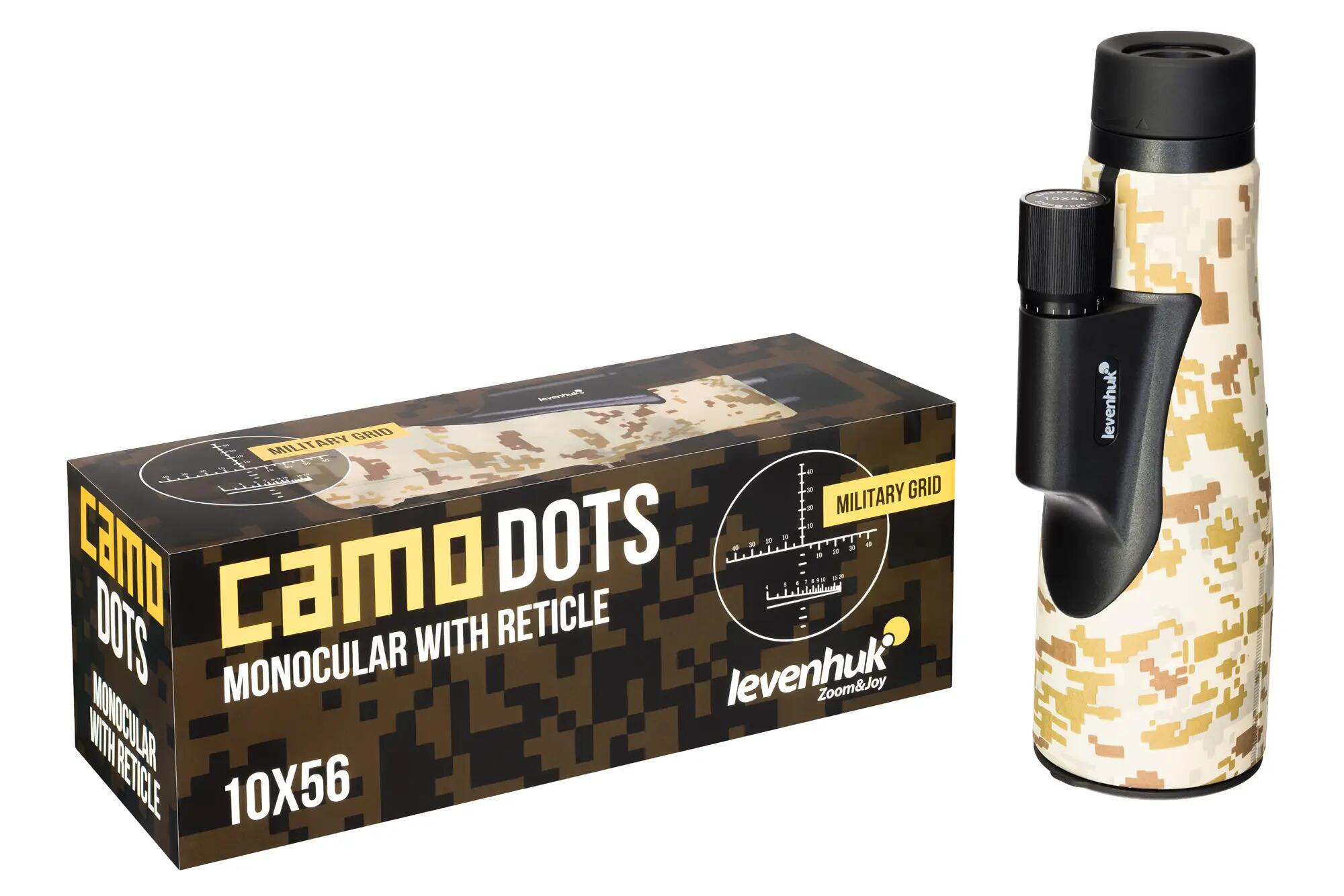 Monoculaire 10x56 Levenhuk Camo Dots avec réticule 5/13