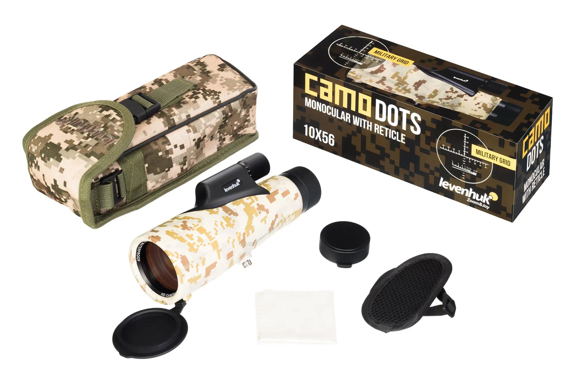Monoculaire 10x56 Levenhuk Camo Dots avec réticule 4/13