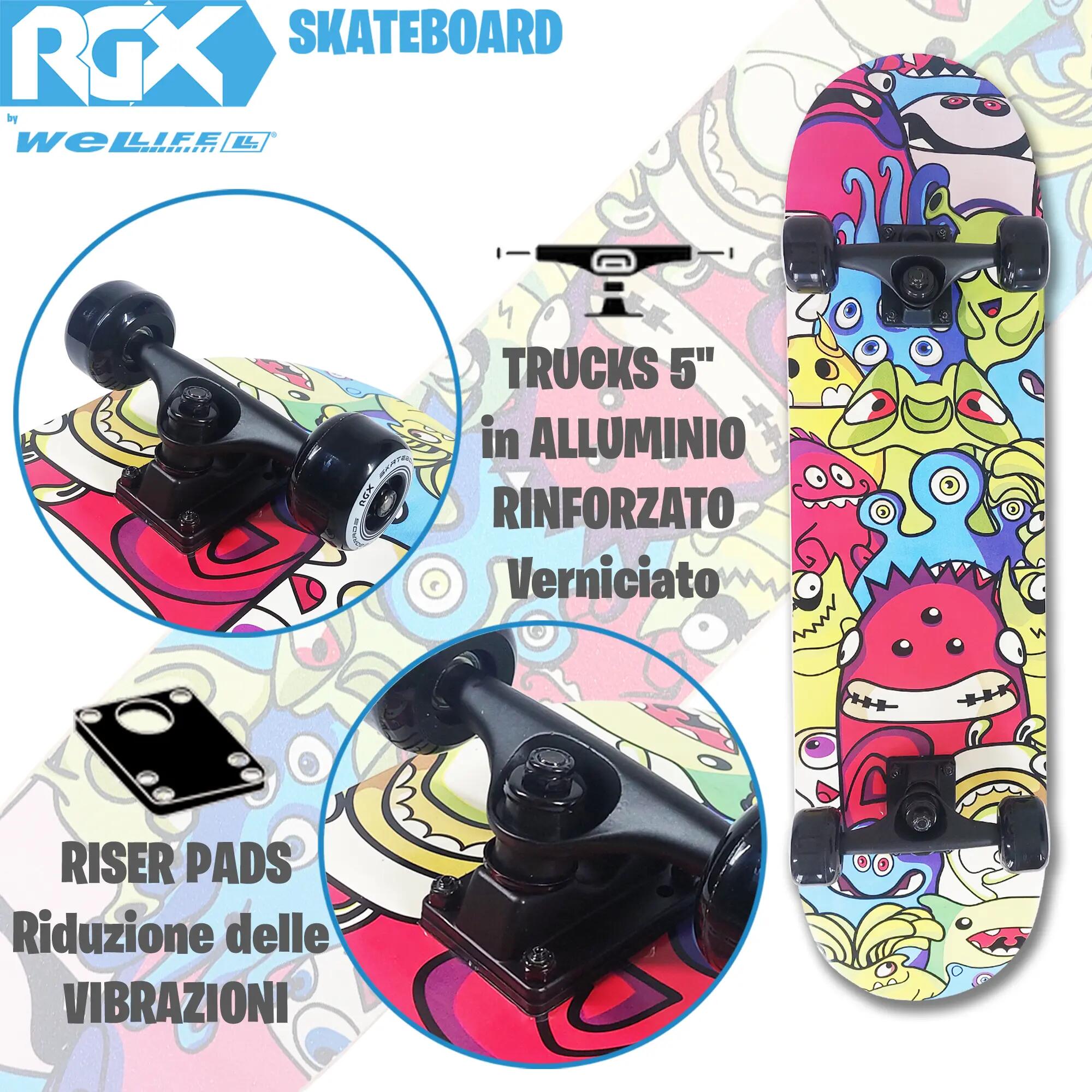 Skateboard in Acero per Bambini e Adulti Principianti 31” Double Kick 5/10