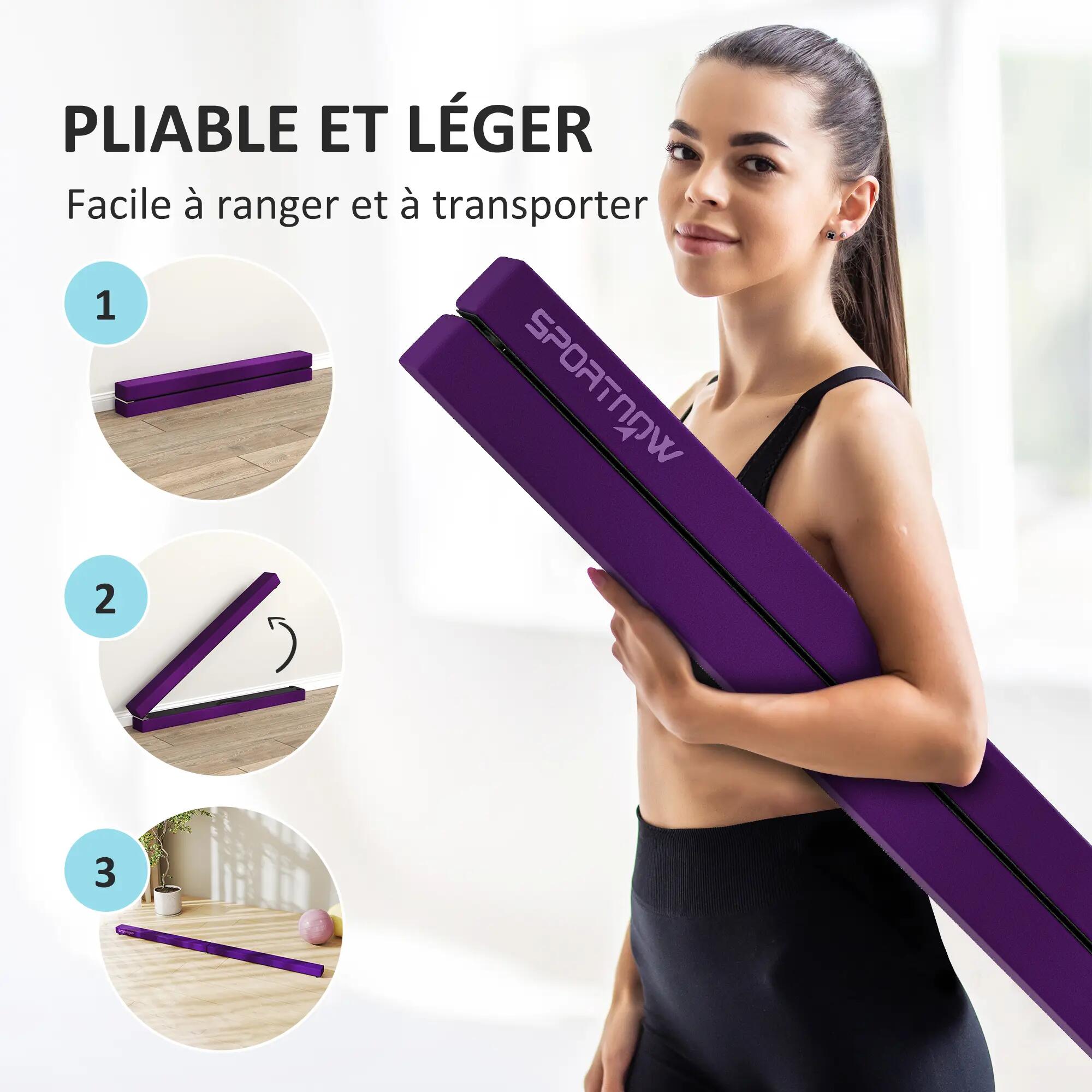 Poutre gymnastique pliable 210 cm bois de pin revêtement flanelle 5/5