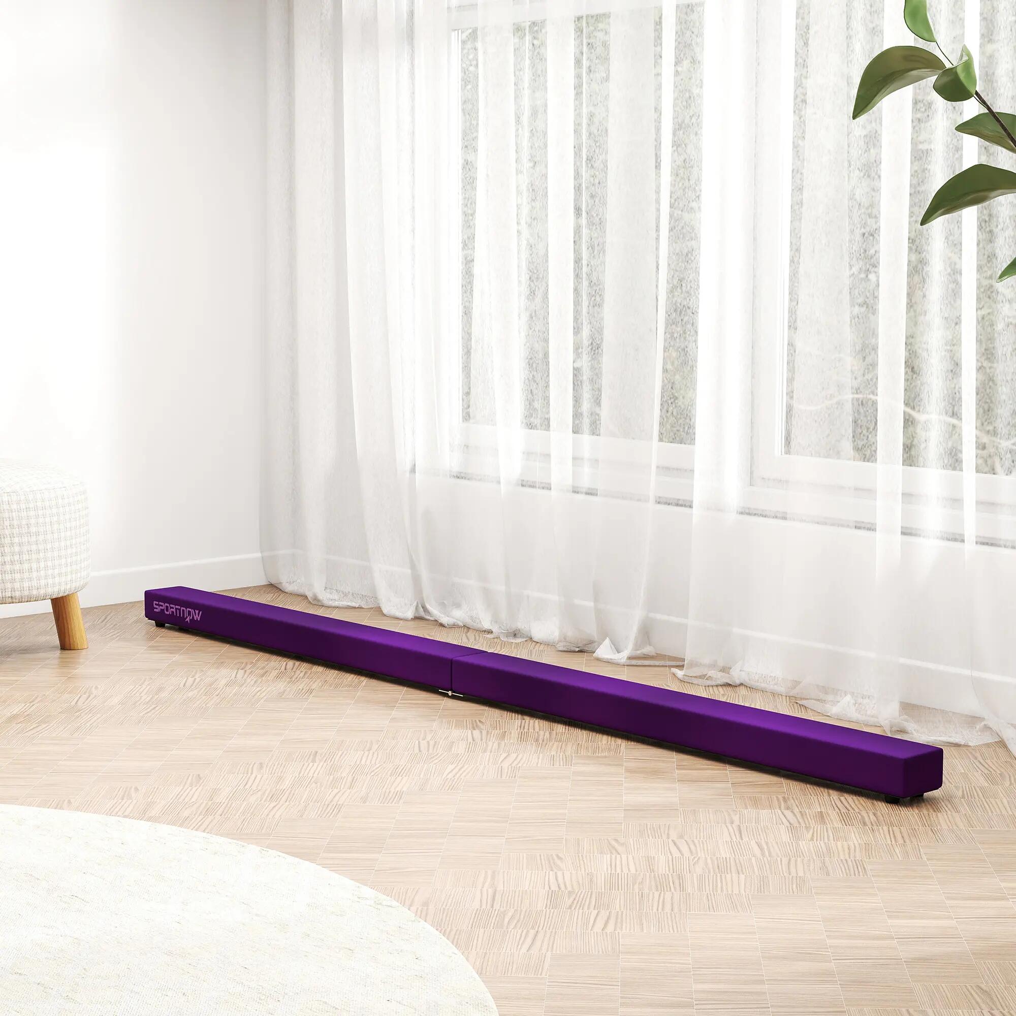 Poutre gymnastique pliable 210 cm bois de pin revêtement flanelle 2/5