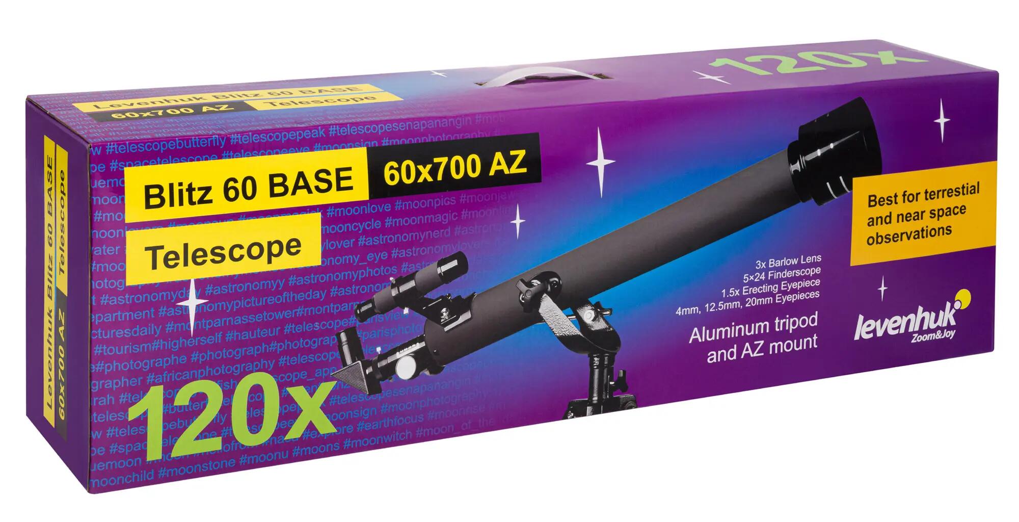 Telescoop - Astronomie - Blitz 60 BASE - Achromatisch 60 mm 700 mm - Zwart 12/13