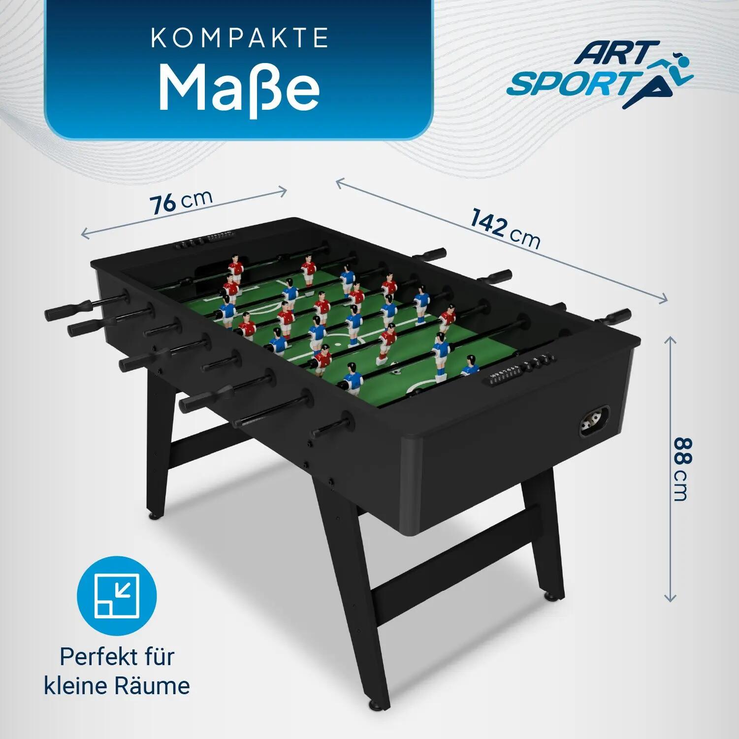 JUSKYS Tischkicker ProKick schwarz mit Torzähler & Anti-Rutsch-Griffen 4/7