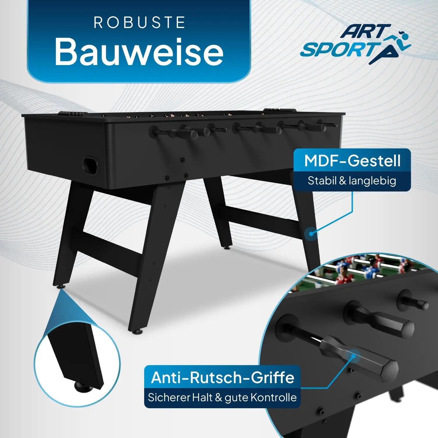 JUSKYS Tischkicker ProKick schwarz mit Torzähler & Anti-Rutsch-Griffen 3/7