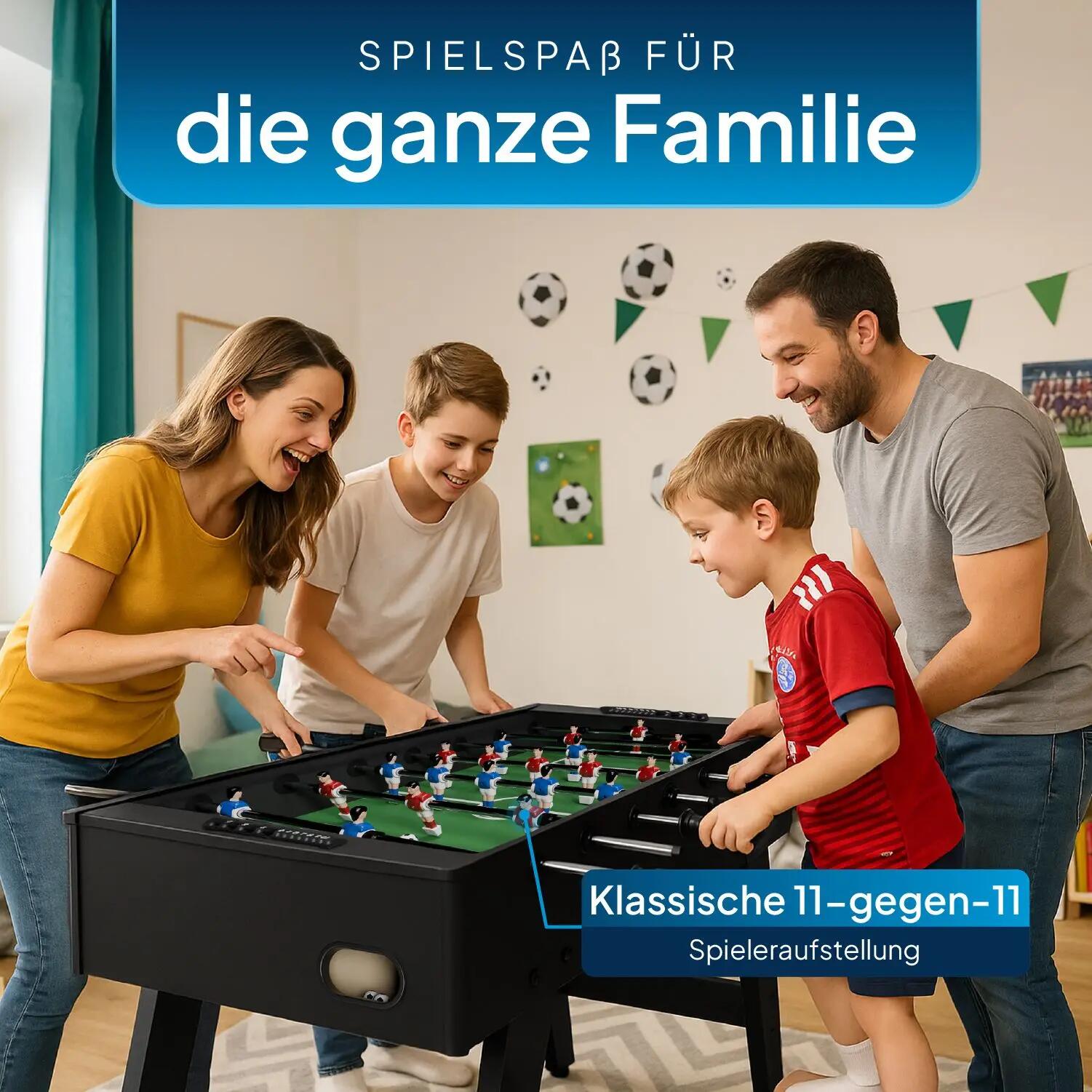 JUSKYS Tischkicker ProKick schwarz mit Torzähler & Anti-Rutsch-Griffen 2/7