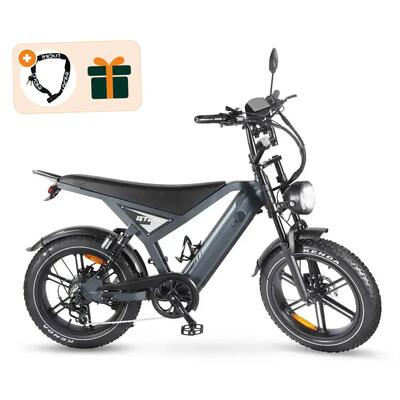 Gt20 - elektrische fatbike - 20 inch - 250w motor - grijs - kettingslot cadeau