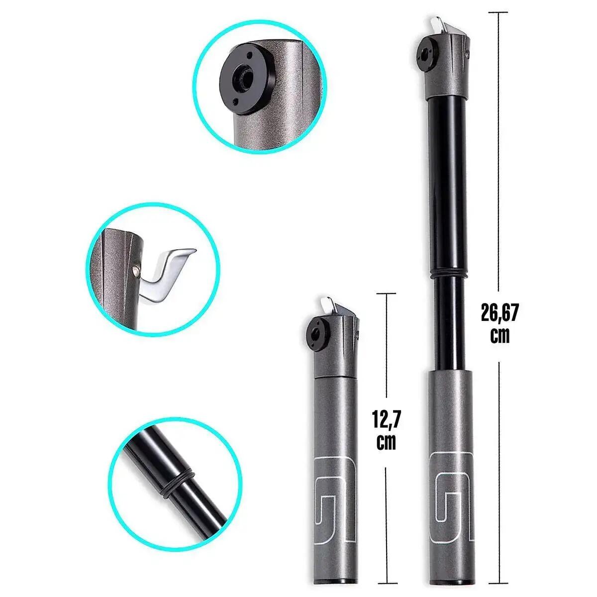 Mini pompa telescopica in alluminio Giyo CNC Giyo GM-04LT - 120psi 8bar 3/5