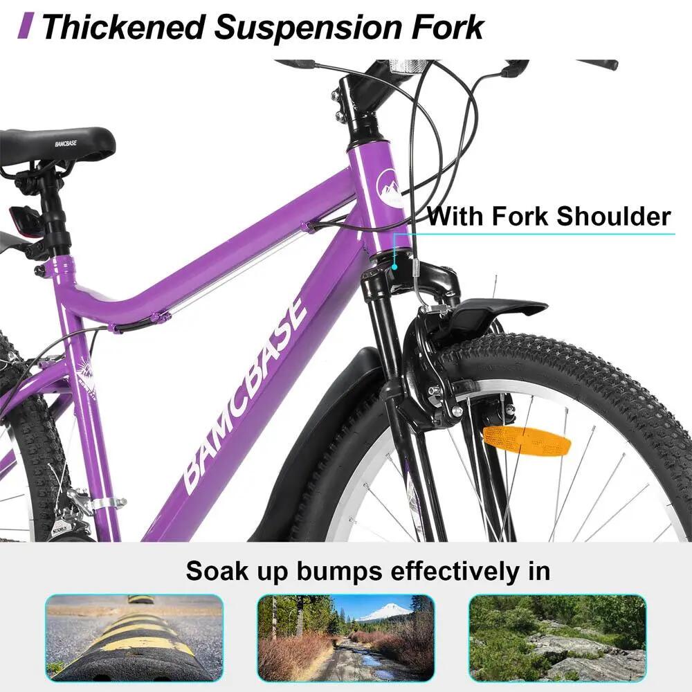Femme VTT 26 pouces 18 Vitesses Cadre Acier Freins V-Brake 3/6