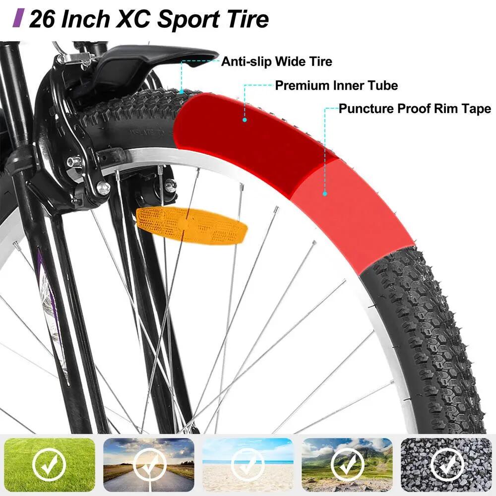 Femme VTT 26 pouces 18 Vitesses Cadre Acier Freins V-Brake 2/6