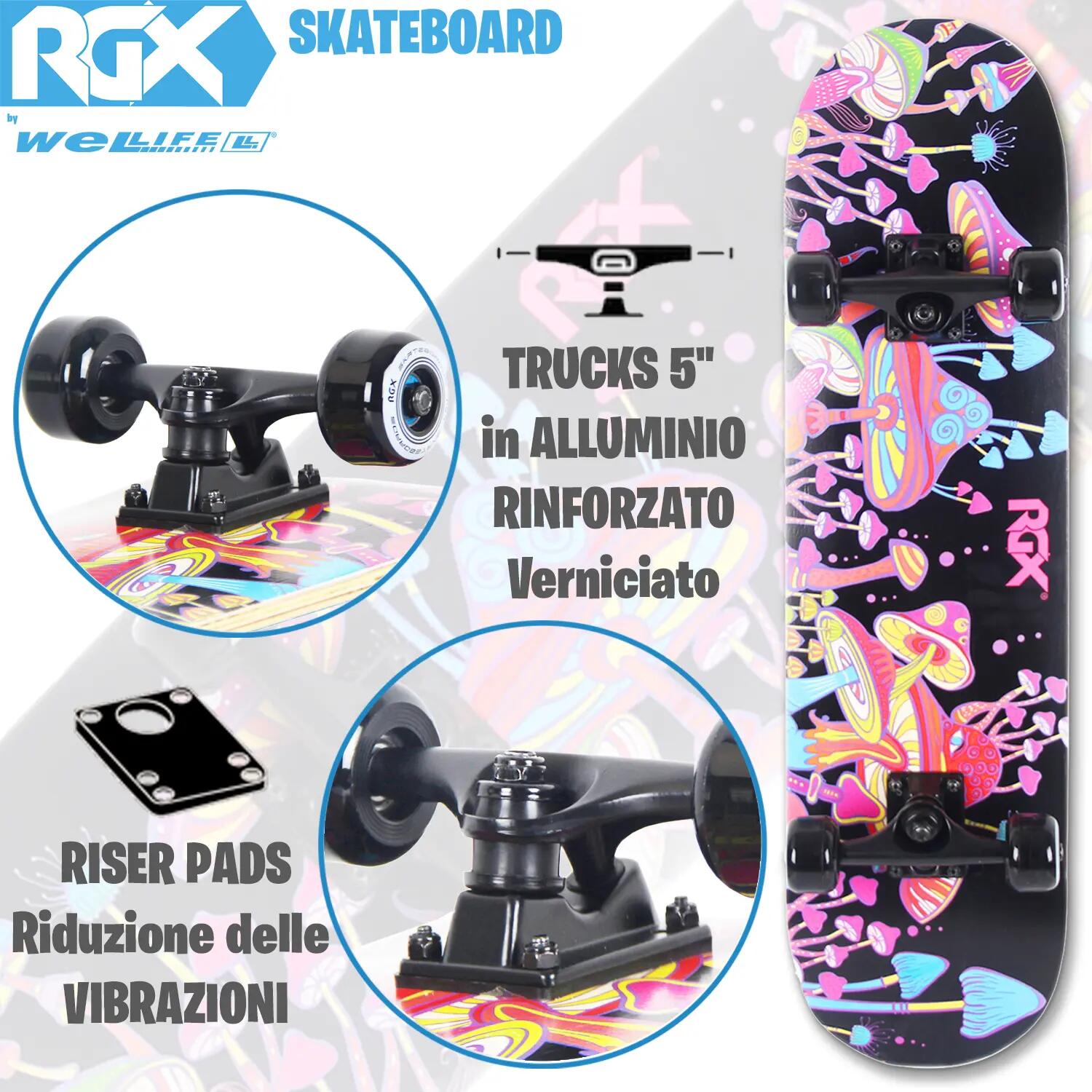 Skateboard in Acero per Bambini e Adulti Principianti 31” Double Kick 5/8