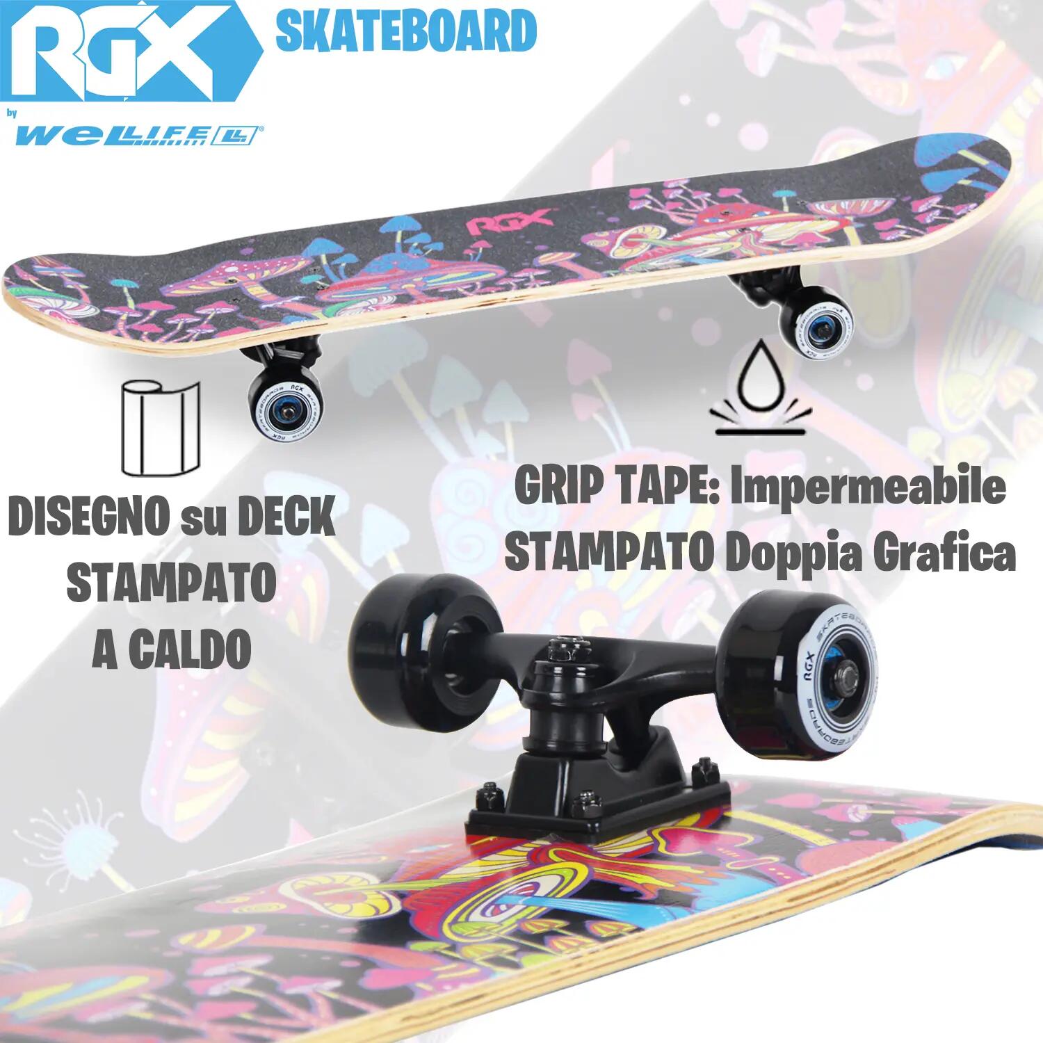 Skateboard in Acero per Bambini e Adulti Principianti 31” Double Kick 3/8