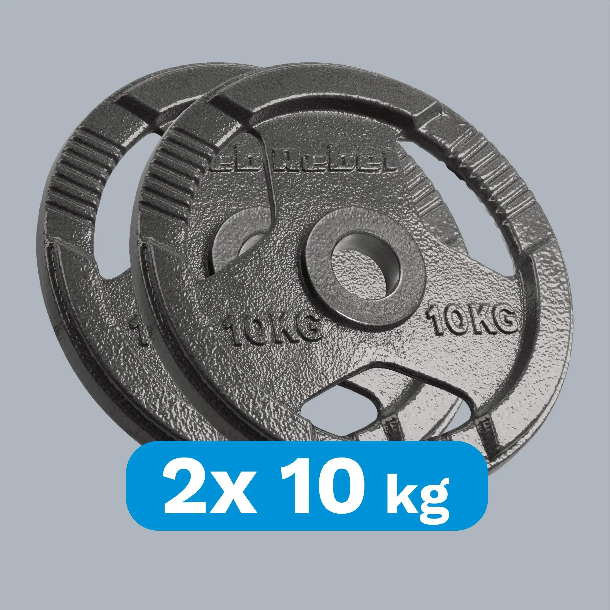Obciążenie żeliwne olimpijskie zestaw 2x10kg otwór 51mm talerze Rebel 5/7