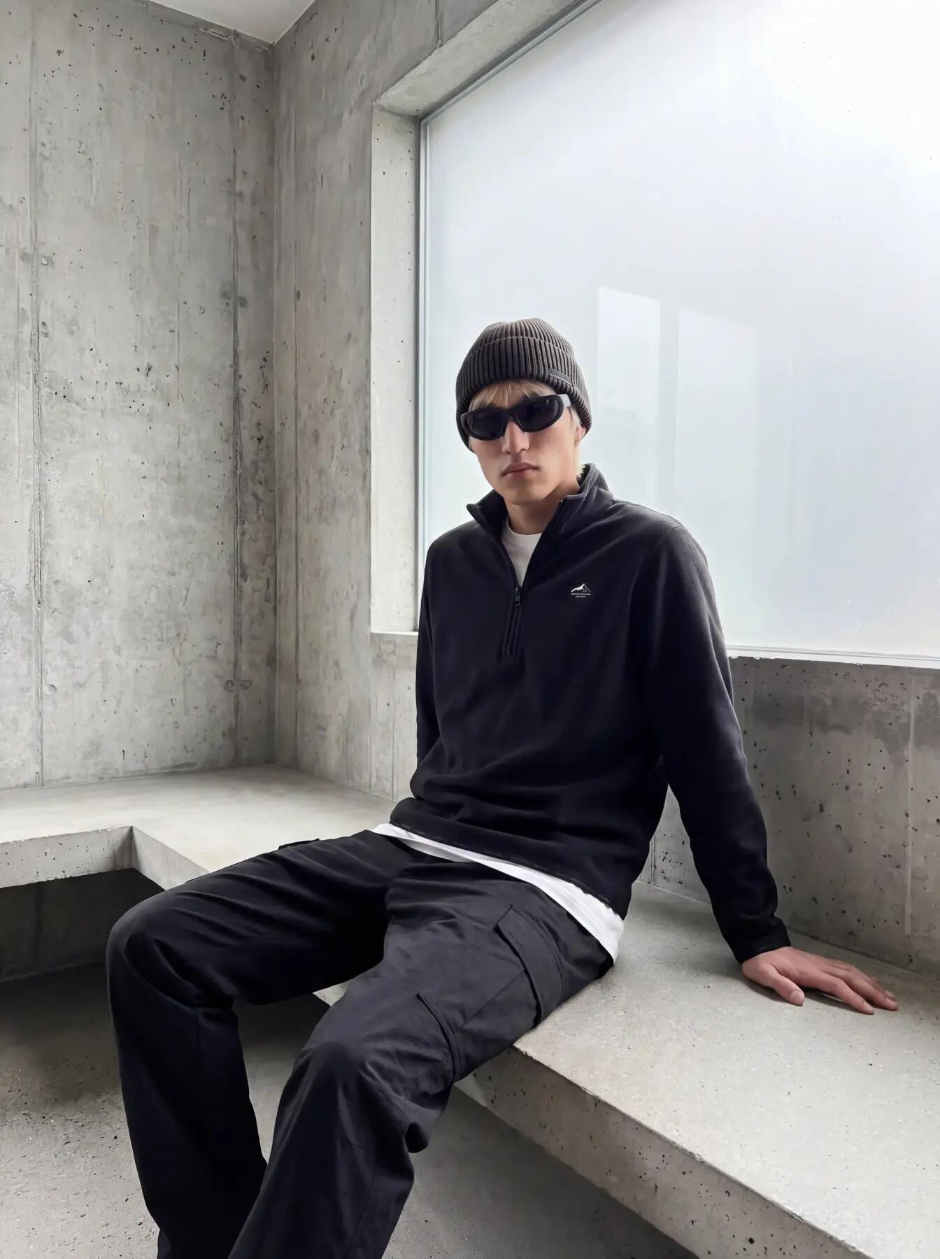 Hombre Esquí Sudadera Polar Cuello Alto y Media Cremallera Tignes Black 8/8