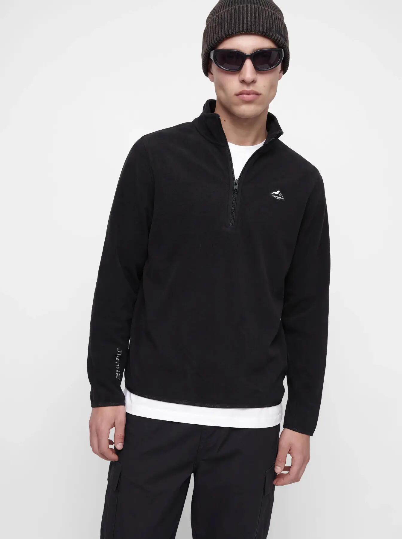 Hombre Esquí Sudadera Polar Cuello Alto y Media Cremallera Tignes Black 5/8
