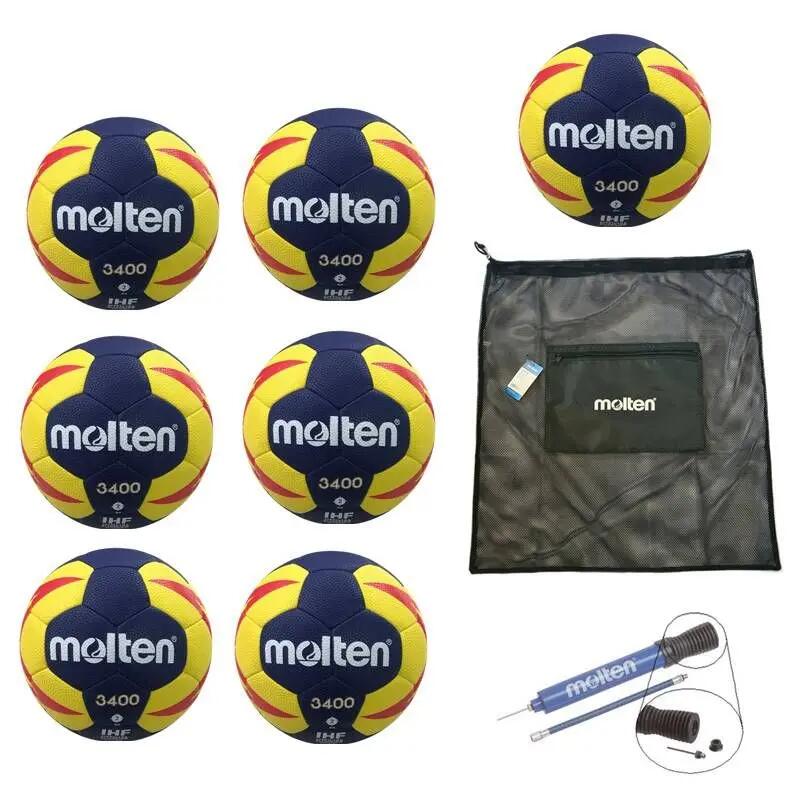Pachet 7 mingi handbal Molten H3X3400 aprobate IHF, marime 3 + pompa si sac