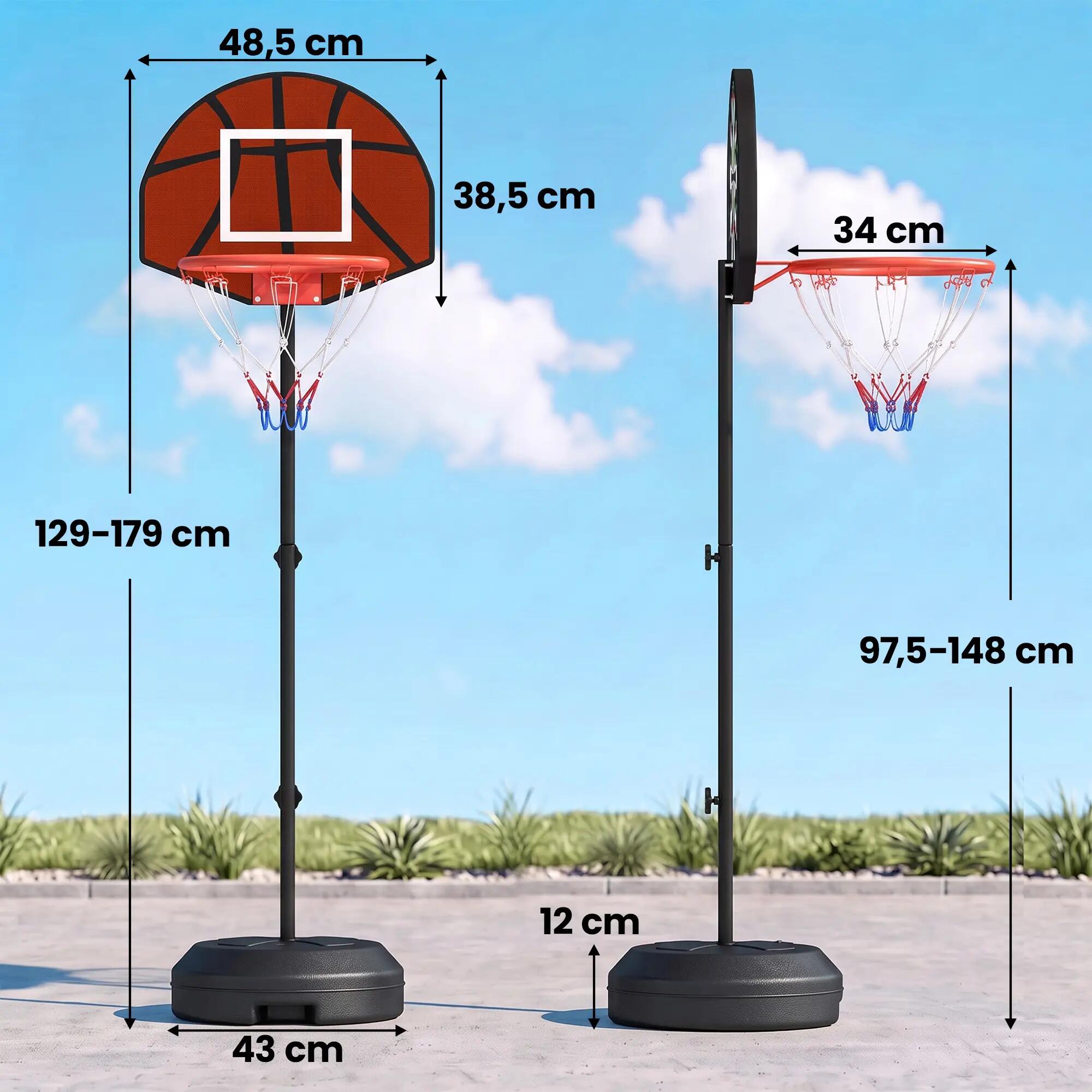 Canasta de Baloncesto infantil HOMCOM con soporte ajustable de 97.5-148 cm 3/7