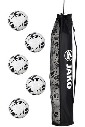 JAKO Unisex Trainingsball Contrast - 5er Set mit Ballnetz
