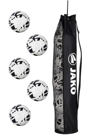 JAKO Unisex Trainingsball Contrast - 5er Set mit Ballnetz
