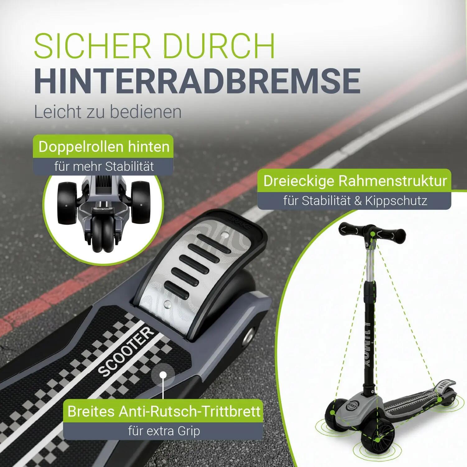 JUSKYS Kinderroller Lumox Schwarz LED-Rollen & höhenverstellbar 7/7