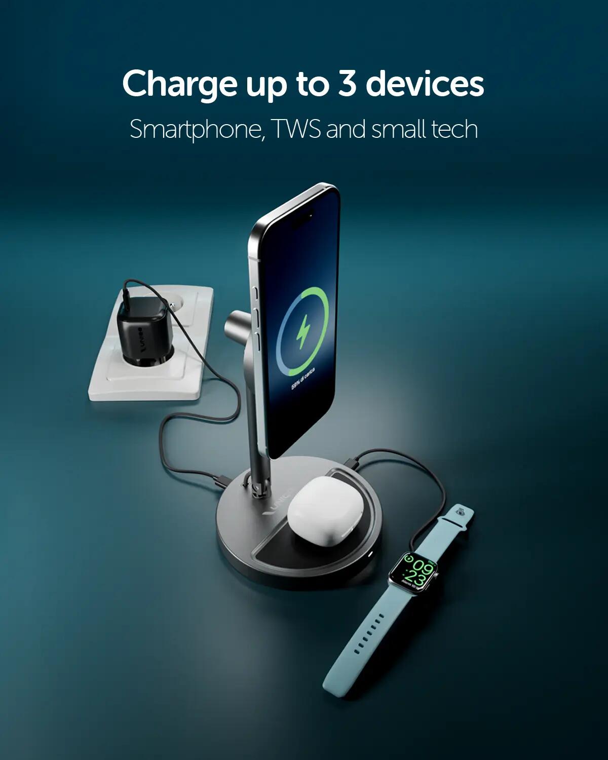 Station de Recharge Sans Fil 2en1 Pliable Qi2 35W, Chargeur USB-C 45W, Câble 7/7