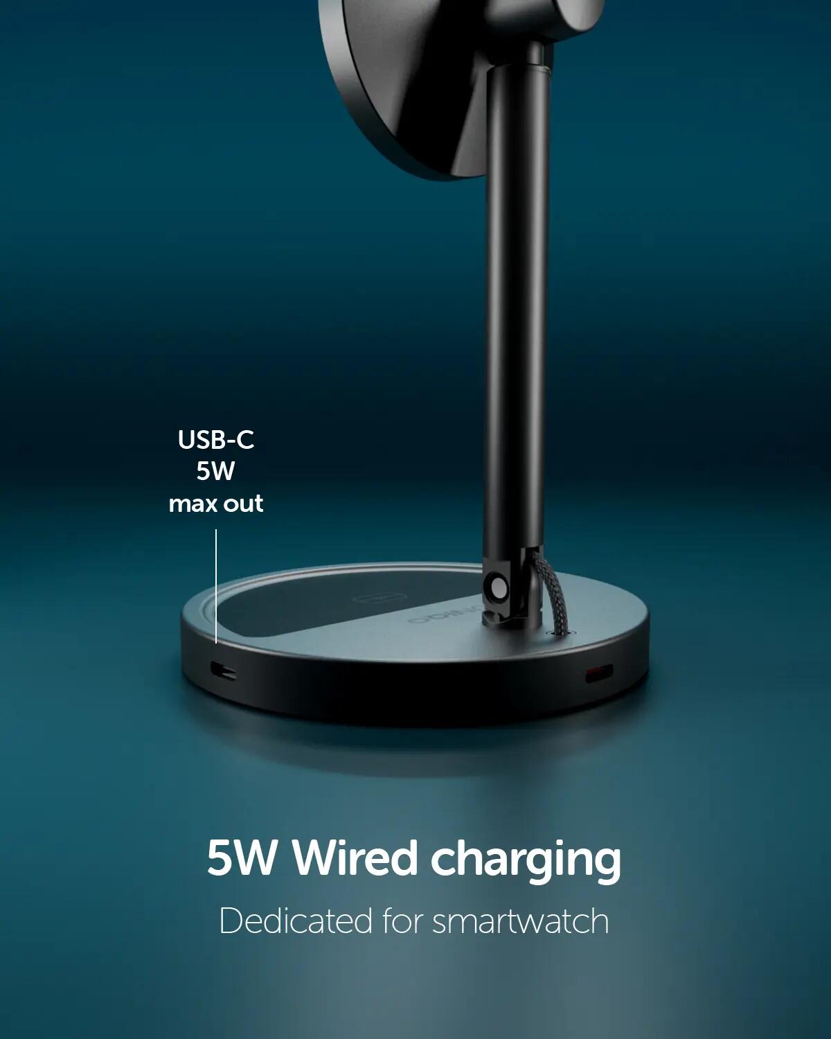 Station de Recharge Sans Fil 2en1 Pliable Qi2 35W, Chargeur USB-C 45W, Câble 6/7