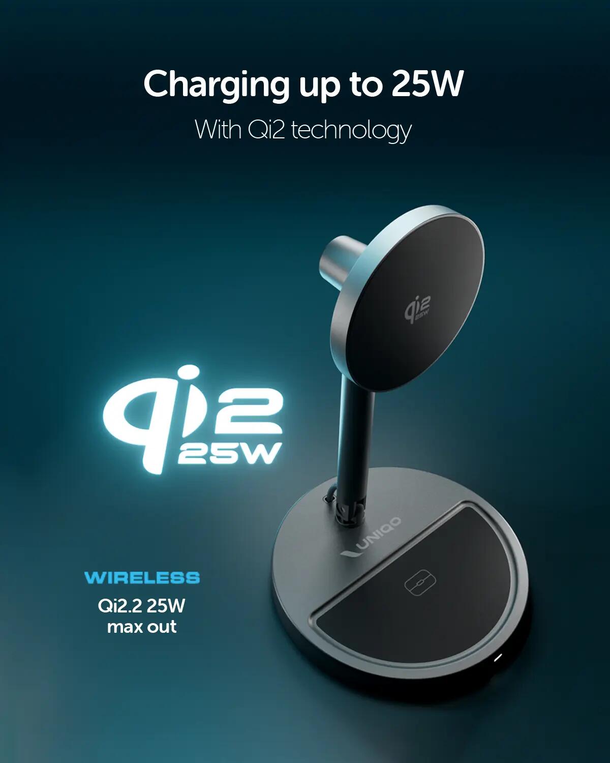 Station de Recharge Sans Fil 2en1 Pliable Qi2 35W, Chargeur USB-C 45W, Câble 3/7