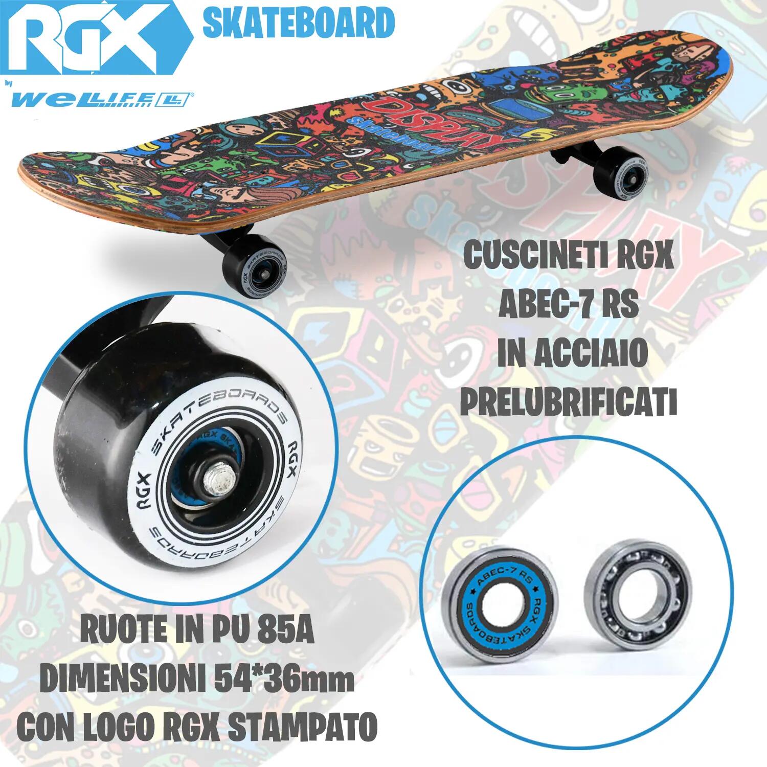 Skateboard in Acero per Bambini e Adulti Principianti 31” Double Kick 6/14