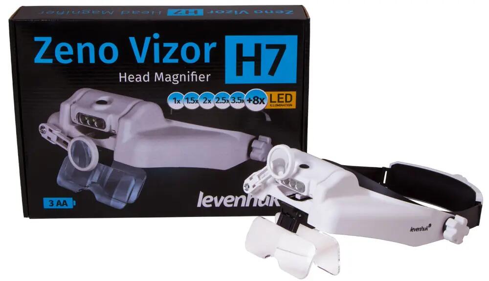 Unisex - Stirnlupe - wechselbare Linsen, led - H7 - schwarz 10/15