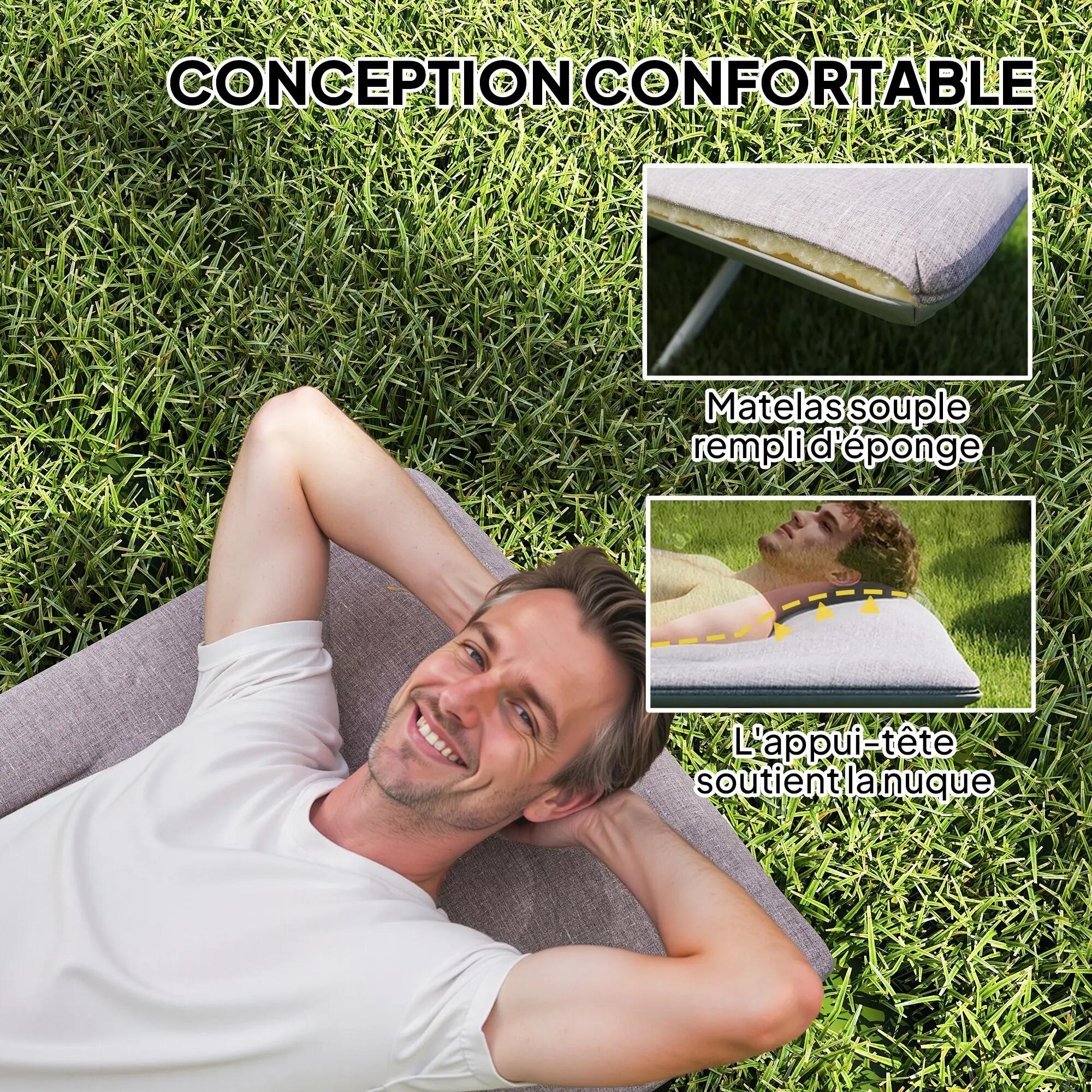 Lit de camp pliable avec matelas et sac de transport gris 5/5