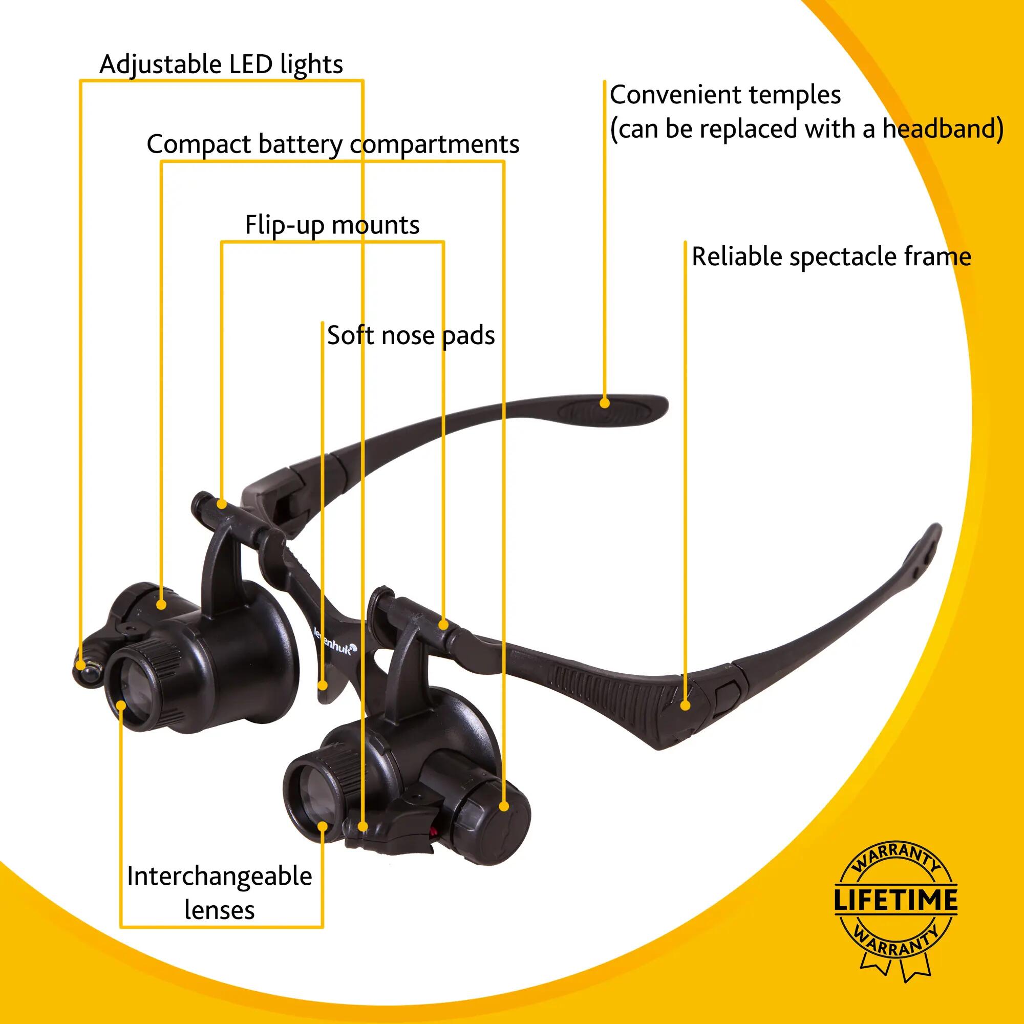 Levenhuk Zeno Vizor G4 vergrößernde Brille - 10x/15x/20x/25x - LED - Schwarz 13/13