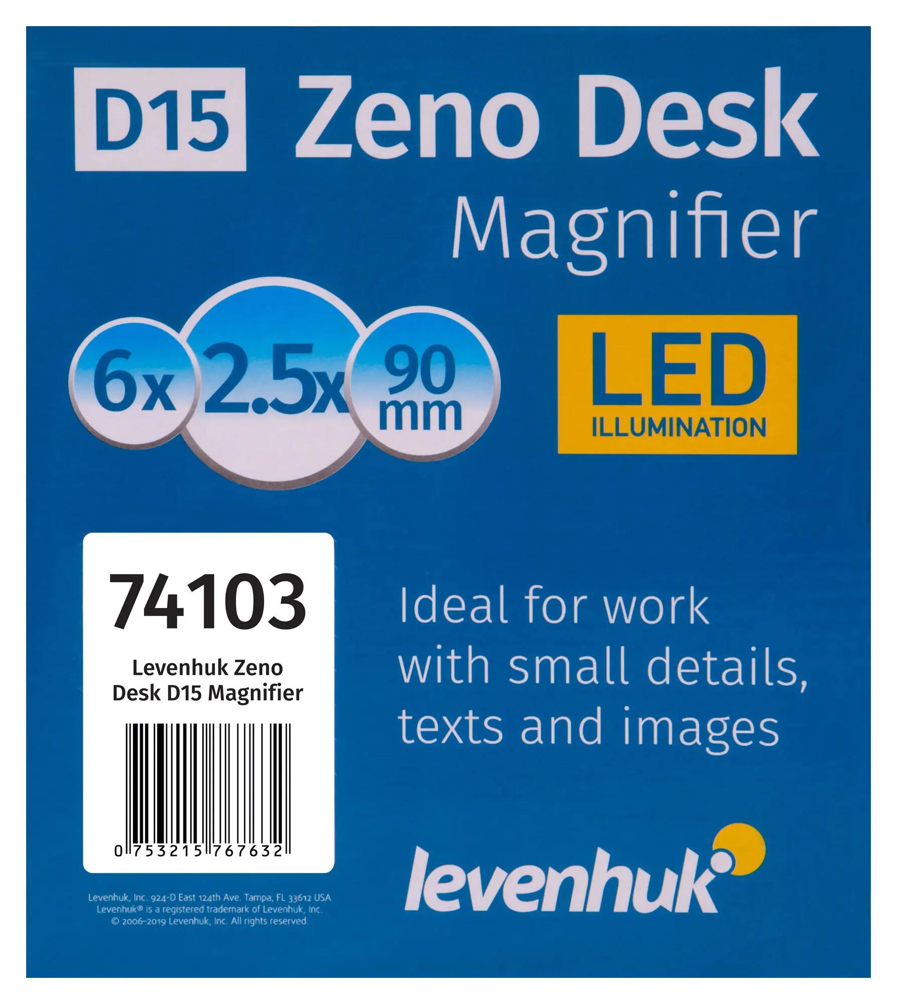 Loupe de table - 2,5x/6x - Éclairage LED - Noir 12/14