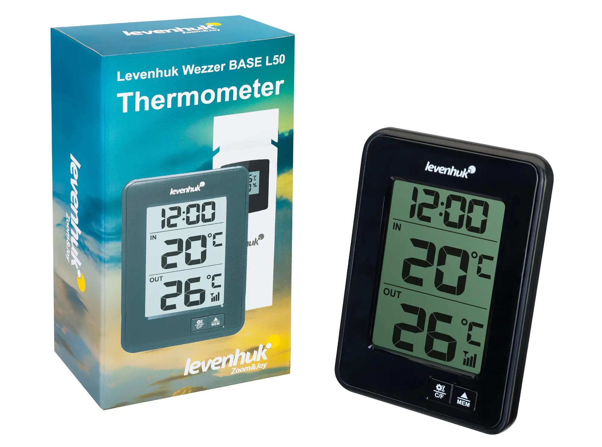 Thermomètre et hygromètre - fonctions horloge - modèle Wezzer BASE L50 - noir 2/10