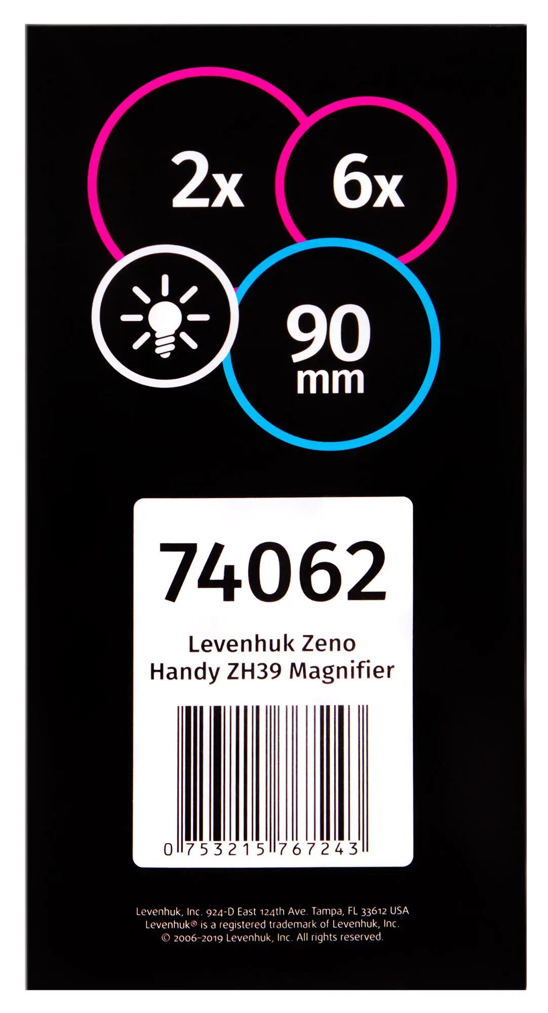 Lente d'ingrandimento da mano - Zeno Handy ZH39 - con luce - 2×/6× - nero 12/14
