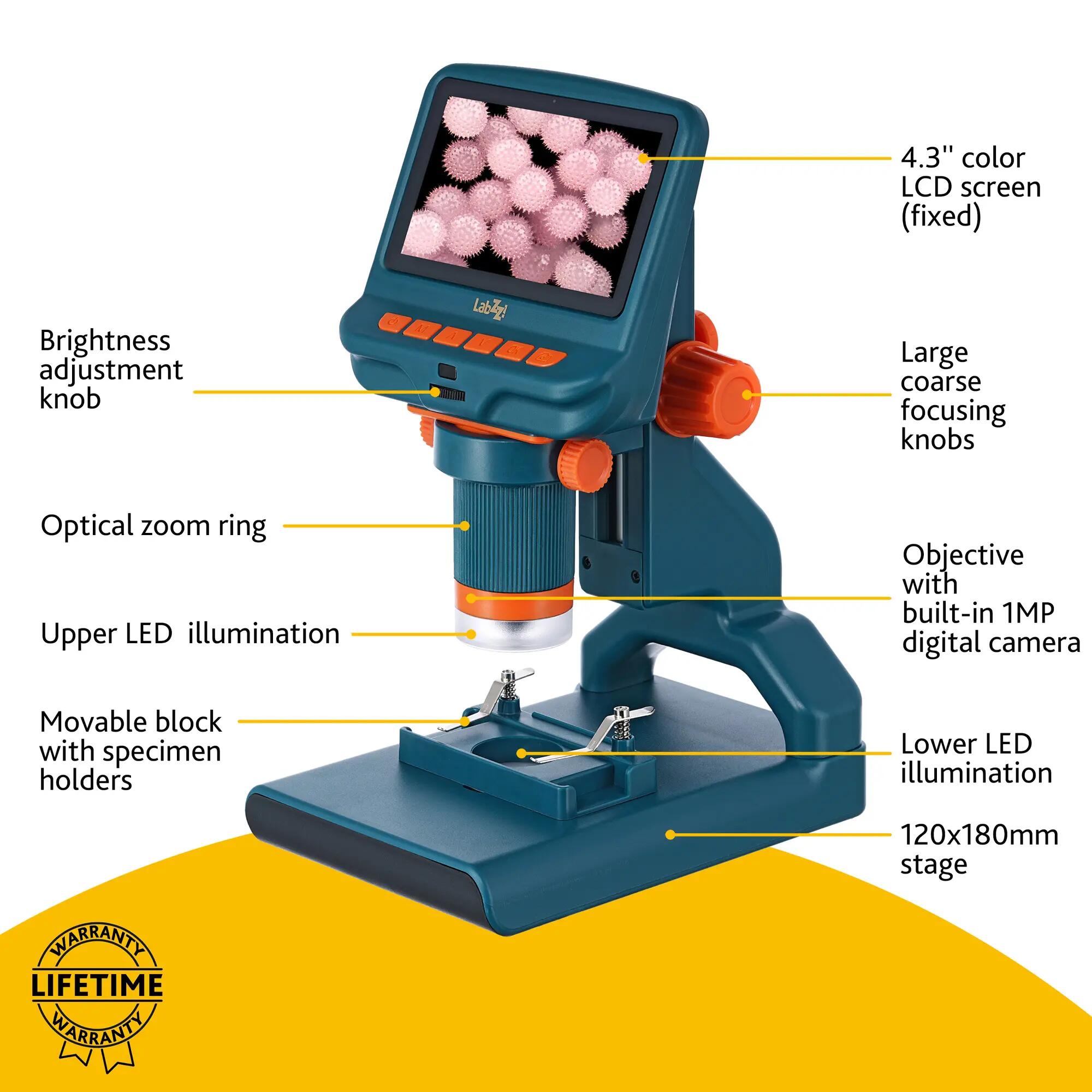 Microscope numérique - Éducation - LabZZ DM200 - LCD 4,3", 17–220× - Noir 15/15