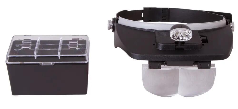 Levenhuk Zeno Vizor H3 Stirnlupe - Linsen 1,2/1,8/2,5/3,5x - LED - Schwarz 9/12